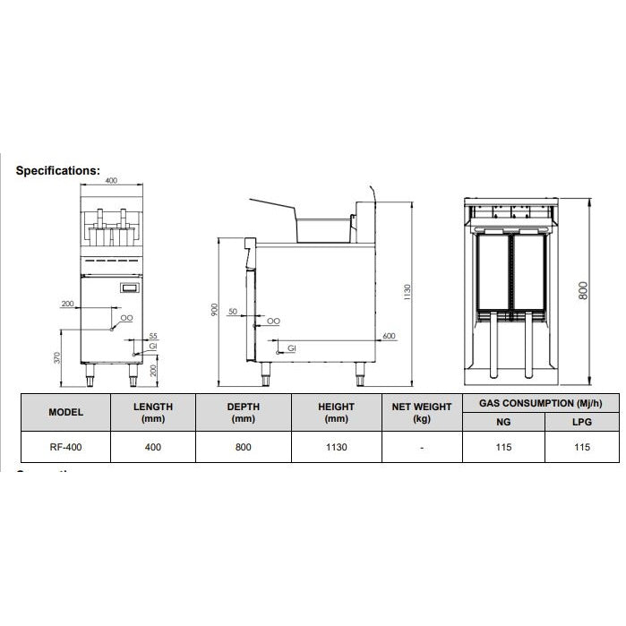 Rapid RF-400 Single Pan Two Basket Rapid Fryer